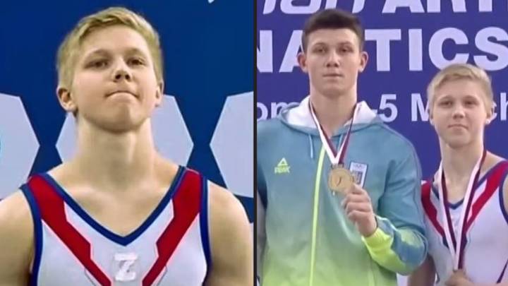 俄罗斯体操运动员解释了为什么他在乌克兰运动员旁边穿“战争符号”