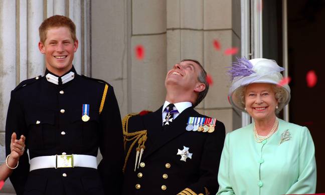 哈里王子，安德鲁王子和伊丽莎白女王在2005年。信贷：安瓦尔·侯赛因 /阿拉米