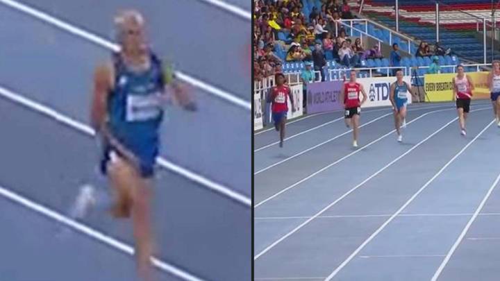 Runner comes last in 400m dash after his 'penis came out in the middle
