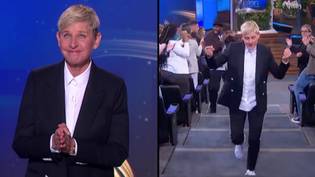 艾伦·德杰内雷斯（Ellen DeGeneres）流泪，因为她的电视节目播出