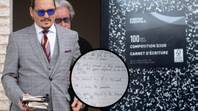 Johnny Depp vs Amber Heard Courtroom Notebook正在出售，显示电视上看不到的详细信息“loading=