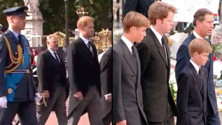 威廉王子和哈利一起参加皇后的游行，就像25年前的母亲一样
