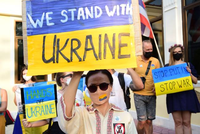 对俄罗斯入侵的抗议活动已在世界各地举行。信用：Alamy