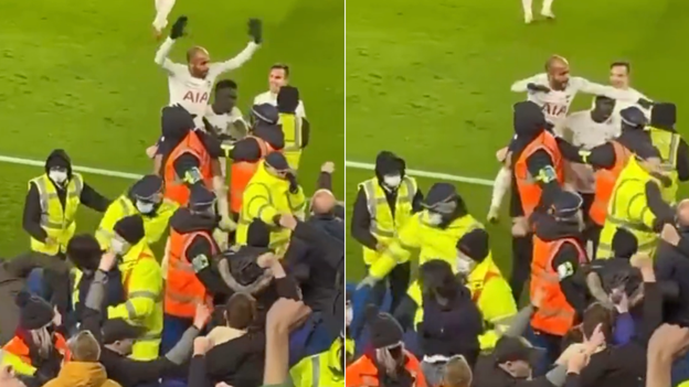 Tottenham Hotspur Forward Lucas Moura Celebrates Dramatic Winner By Jumping On Steward's Back