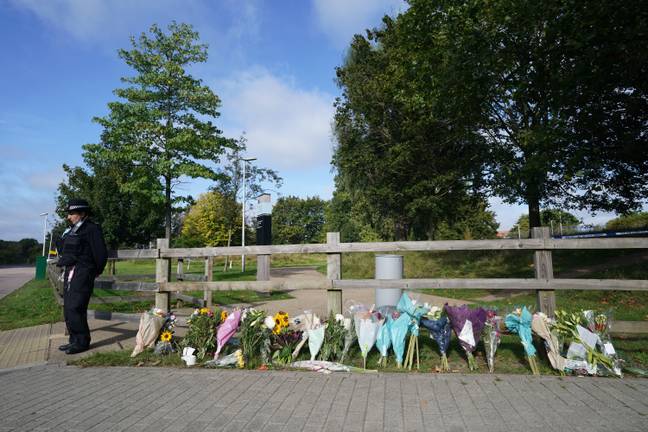 Floral tributes at Cator Park in Kidbrooke, south-east London where Sabina Nessa was found dead earlier this year (Credit: Alamy)