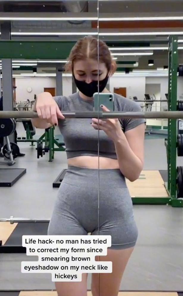 The TikToker shared her unique gym 'hack' (Credit: blackmarketbagelsociety0/TikTok)