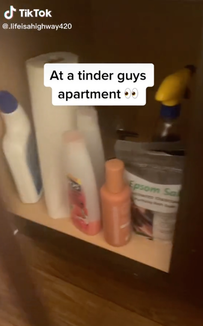 The girl thought the VO5 shampoo suggested a girl lived there (Credit: TikTok - lifeisahighway420)
