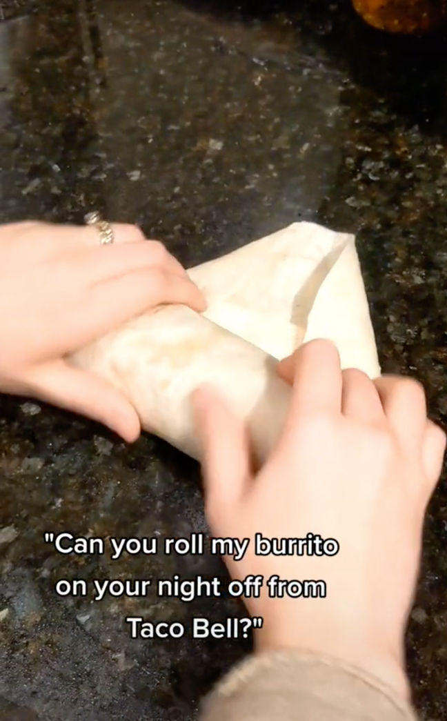The burrito is then rolled (Credit: TikTok - marina94)
