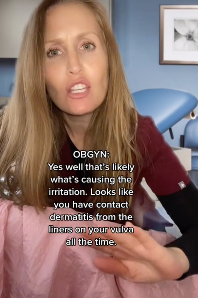 A gynaecologist has taken to TikTok to warn against using panty liners all the time (TikTok/@anniedeliversmd)