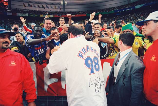 Zidane celebrates with fans after winning the World Cup. Image: PA Images