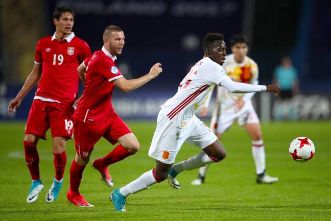 Williams playing for Spain Under 21s. Image: PA Images