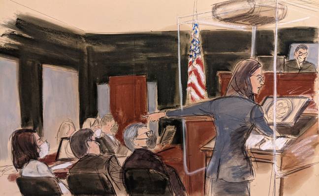 Court sketch of prosecutor Lara Pomerantz. Credit: PA