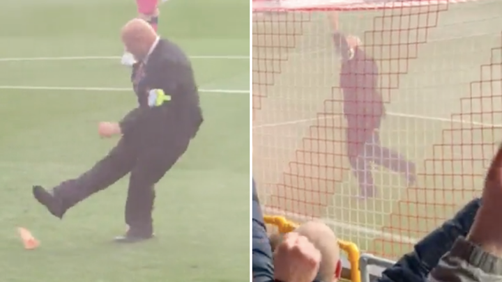 steward scores a goal with dildo in lincoln city vs charlton athletic game