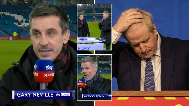 Gary Neville And Jamie Carragher Brutally Troll Boris Johnson Live On Friday Night Football With 'Party' Joke