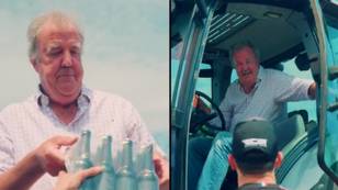 杰里米·克拉克森（Jeremy Clarkson）在兰博基尼拖拉机上出现，在输掉赌注后提供1000次啤酒