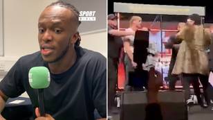 KSI reacts to Logan Paul being struck by Dillon Danis after intense altercation at press conference