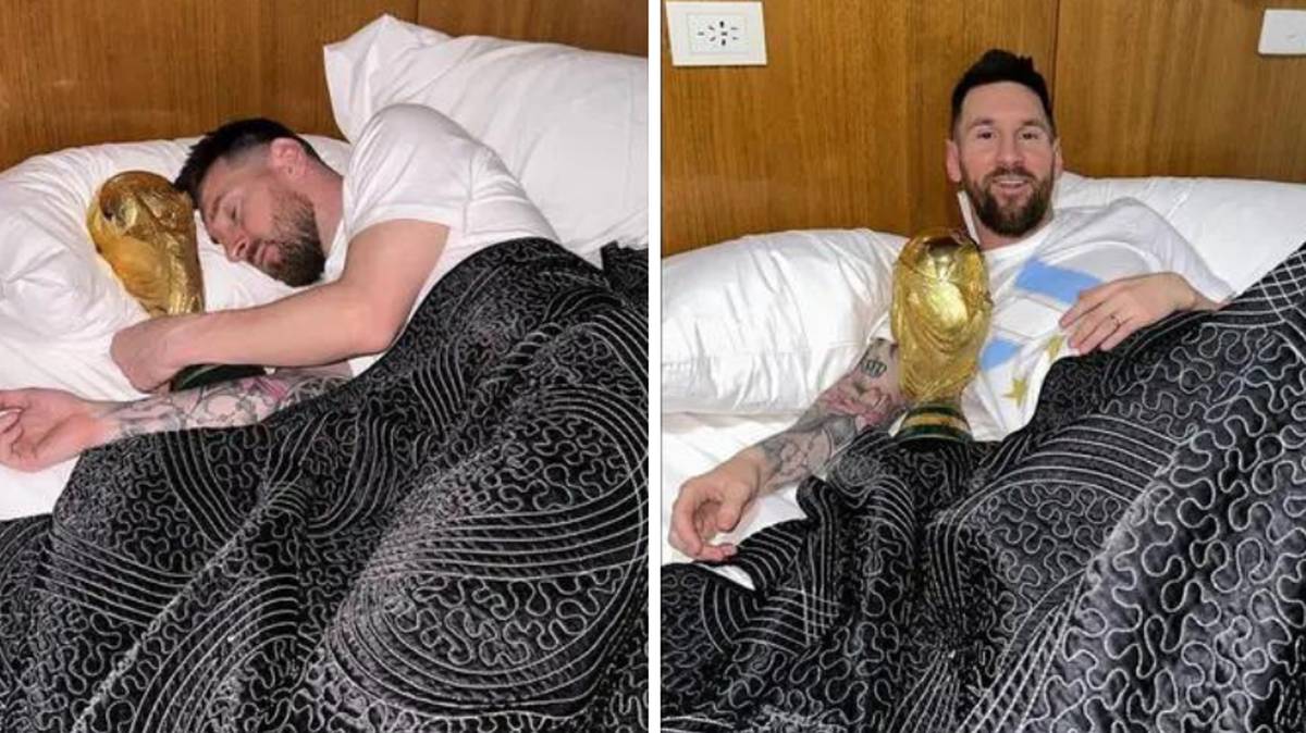 Lionel Messi Pictured Sleeping With World Cup Trophy Hes Been Dreaming About It For Years 