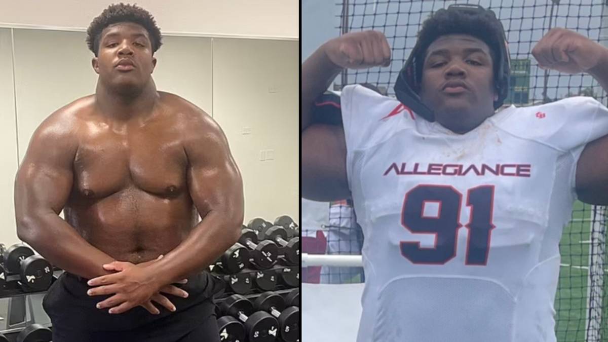 Meet giant fourteen-year-old football prospect who's heavier than Aaron  Donald and can deadlift 415lbs