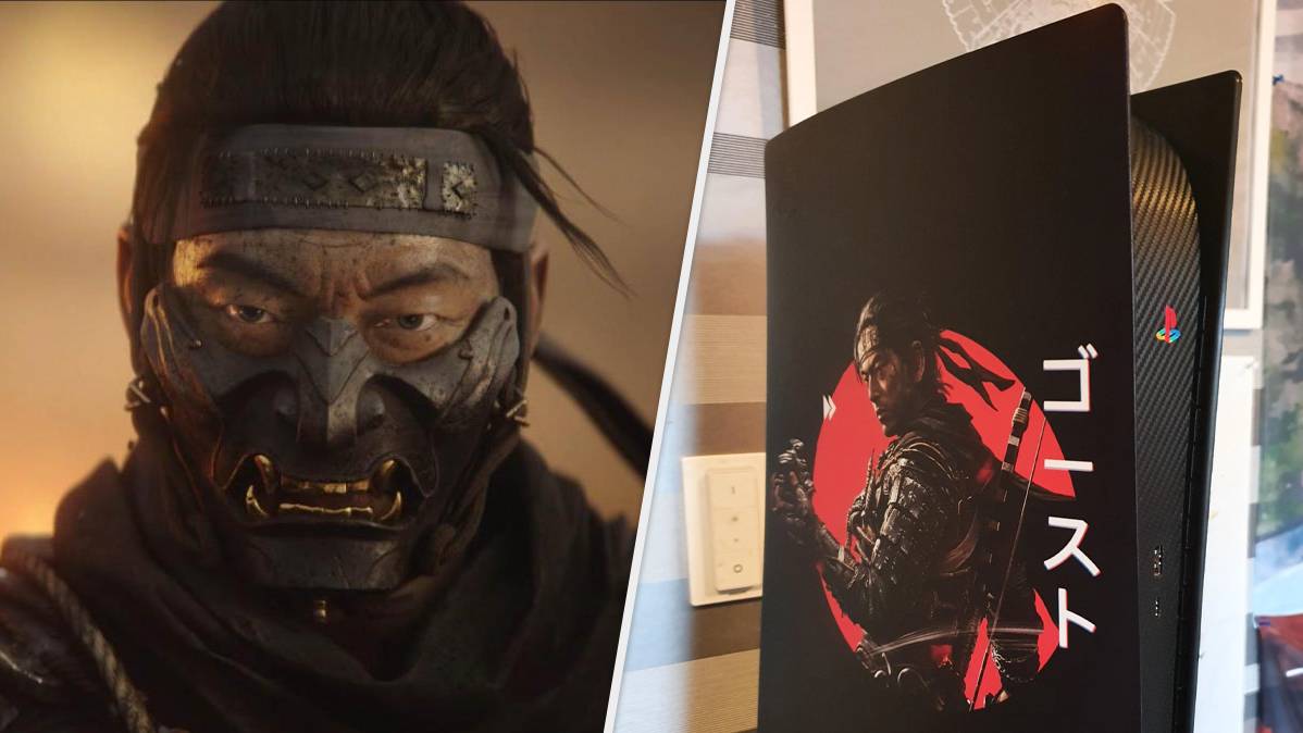Playstation PS5 Skin - Artistic Ghost of Tsushima - Culture of Gaming