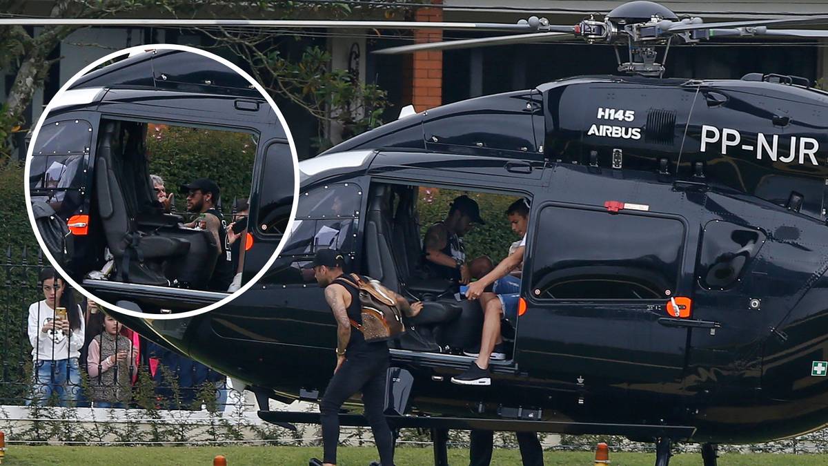 Paris Saint-Germain star Neymar arrives in style by helicopter as