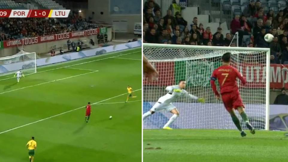 Cristiano Ronaldo goal, Lituania 1 - Portugal 3