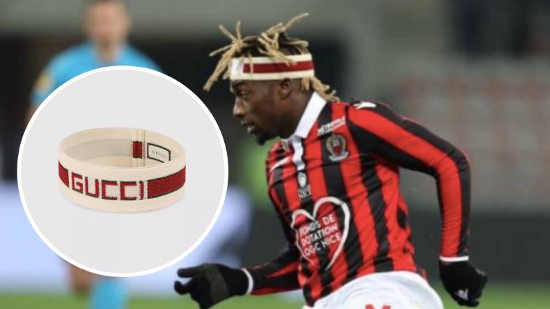 Allan Saint-Maximin forced to cover Gucci headband with a STICKER