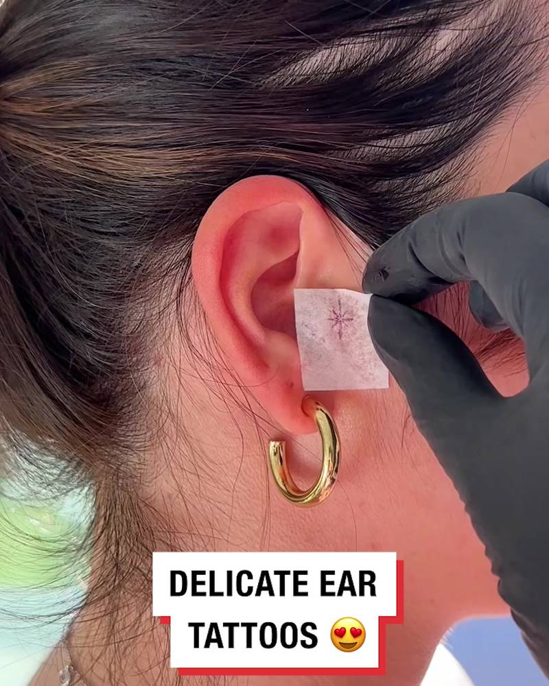 Delicate ear tattoos
