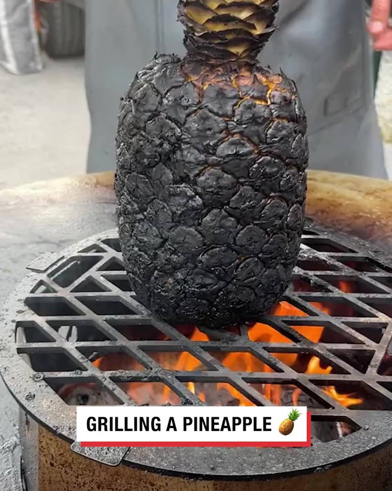 Grilling a pineapple