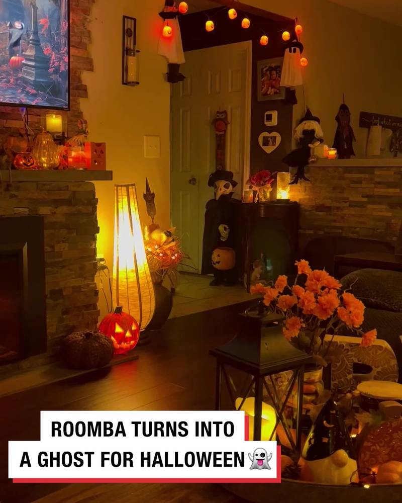 Woman turns Roomba into ghost for Halloween