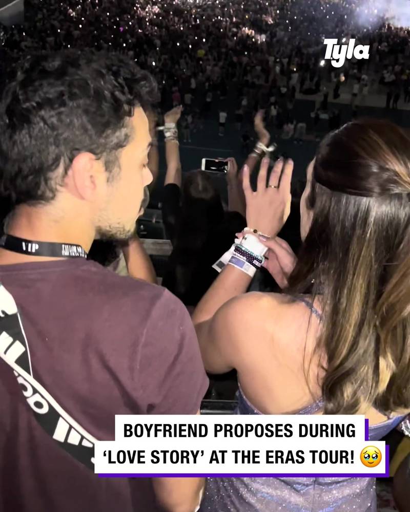 Man proposes to girlfriend at the Taylor Swift Eras Tour during Love Story