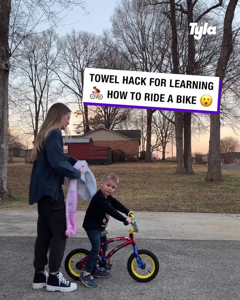 Towel trick to ride a bike hack
