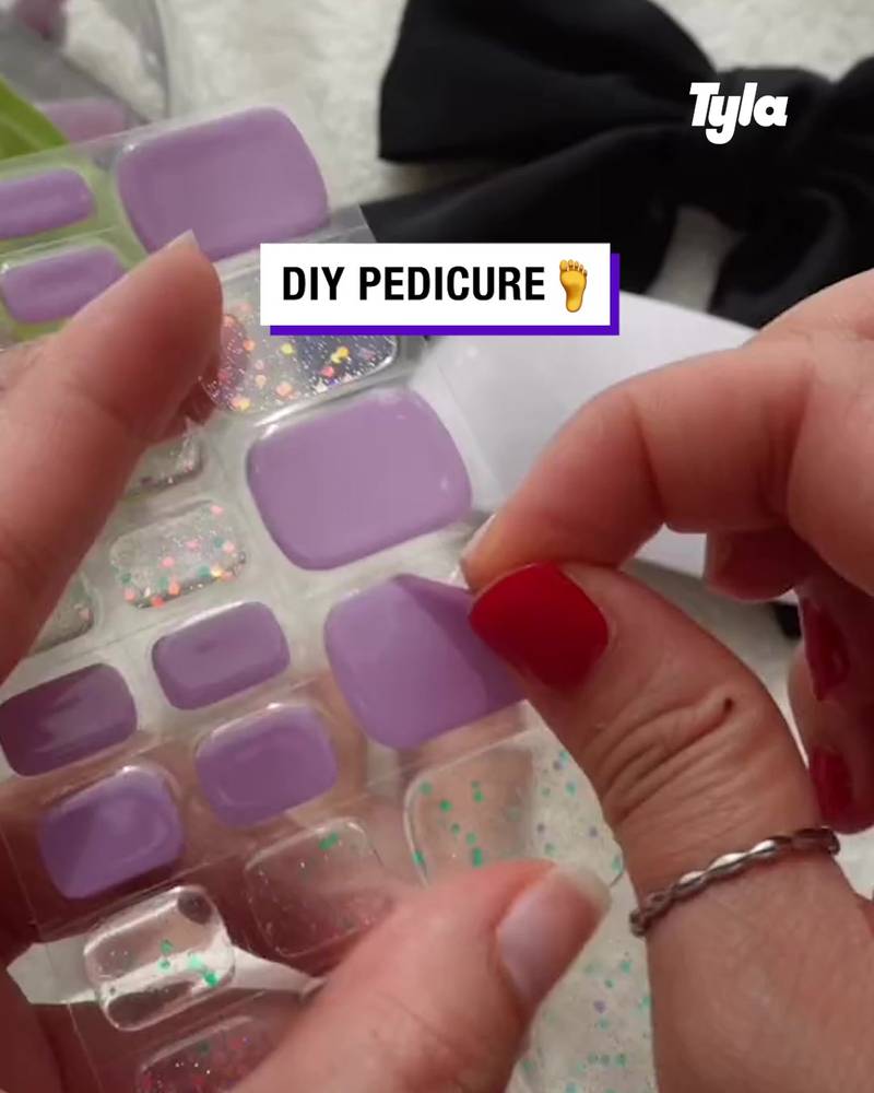 Gel nail wraps for a DIY pedicure at home