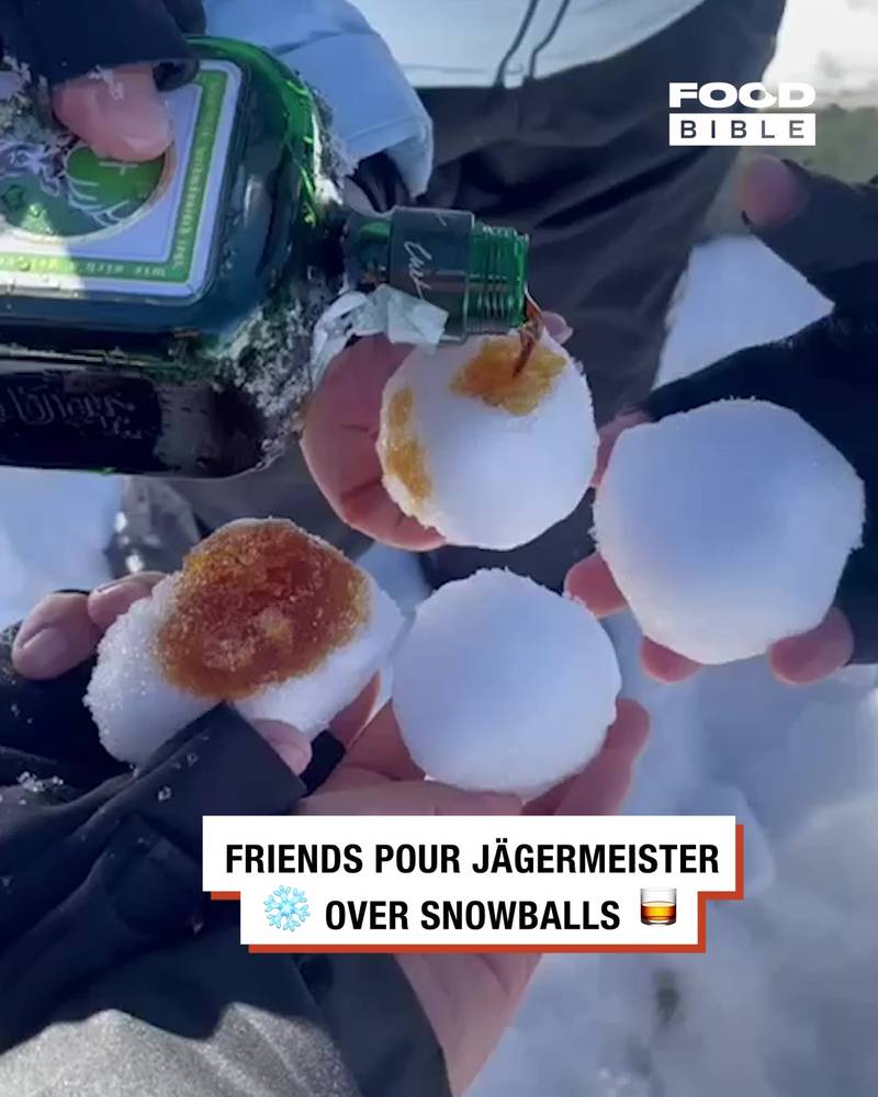 Friends Pour Jägermeister Over Snowballs 🥃❄️