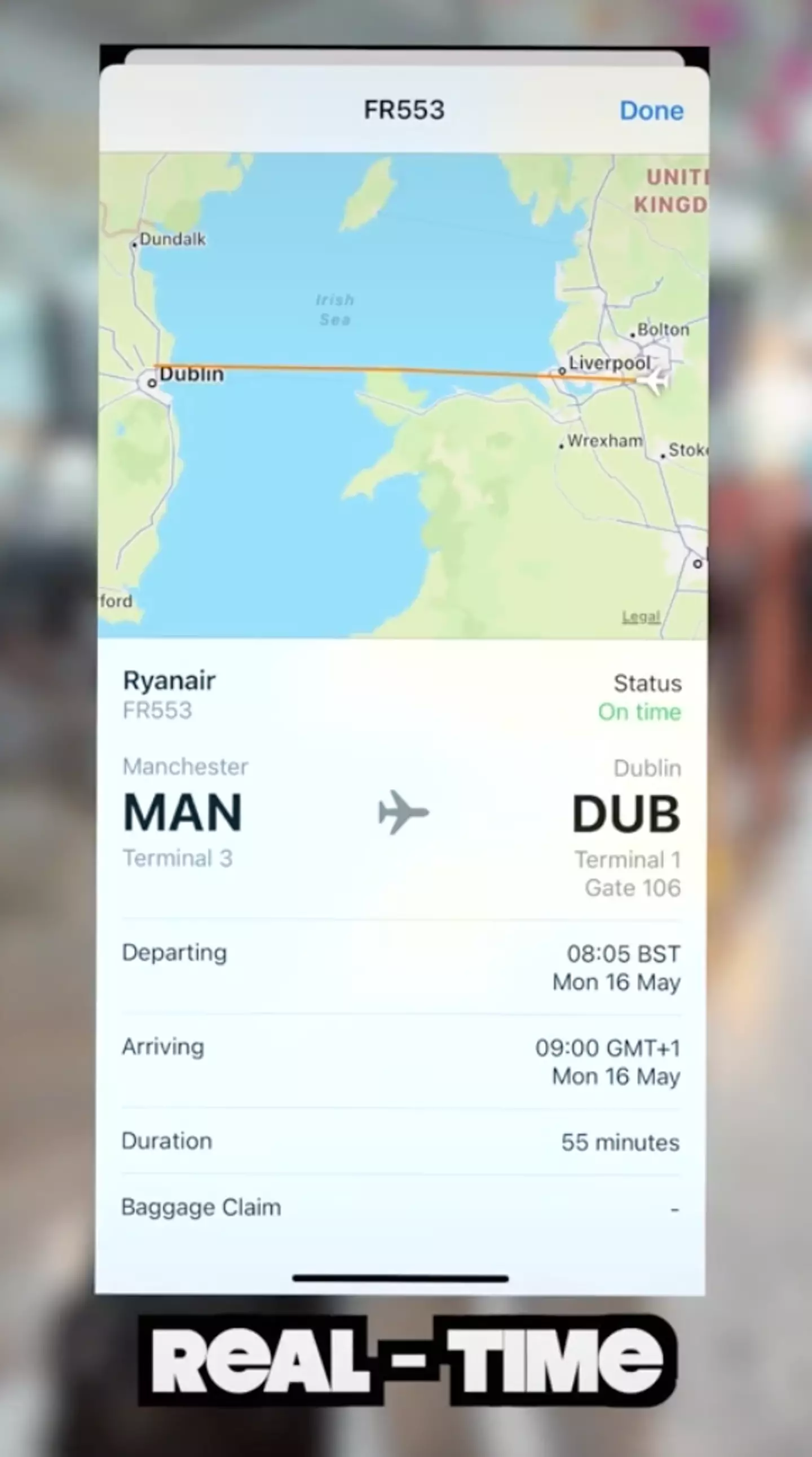 The recipient should be able to track the flight.