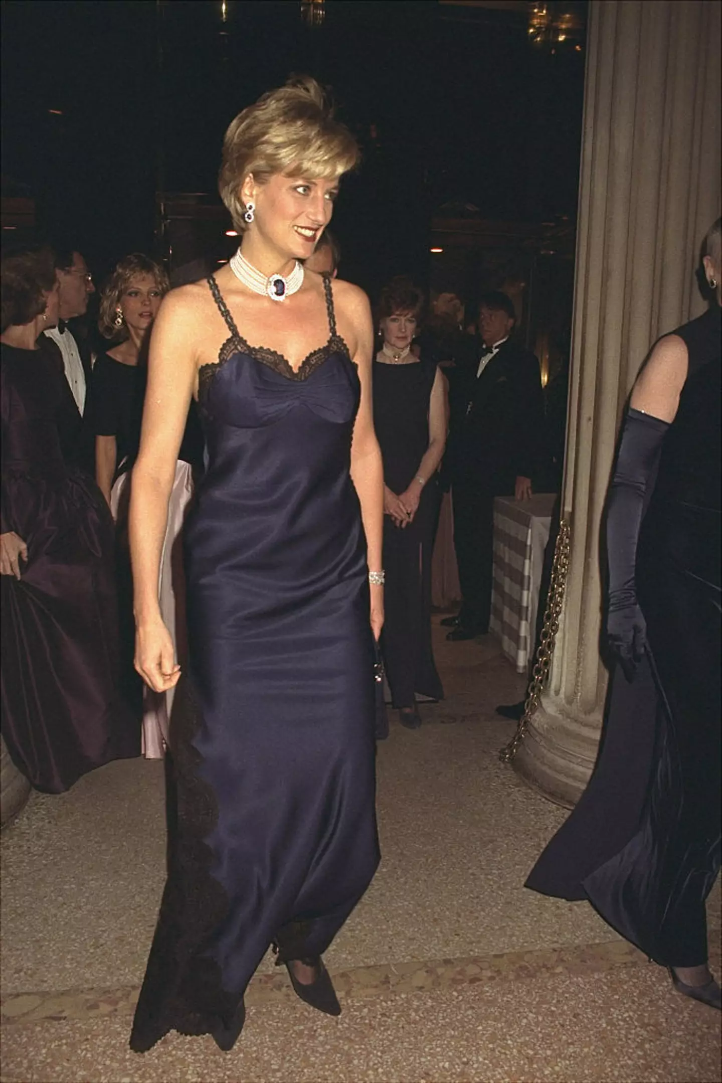 Princess Diana in Dior at the 1996 Met Gala. (Richard Corkery/NY Daily News via Getty Images)