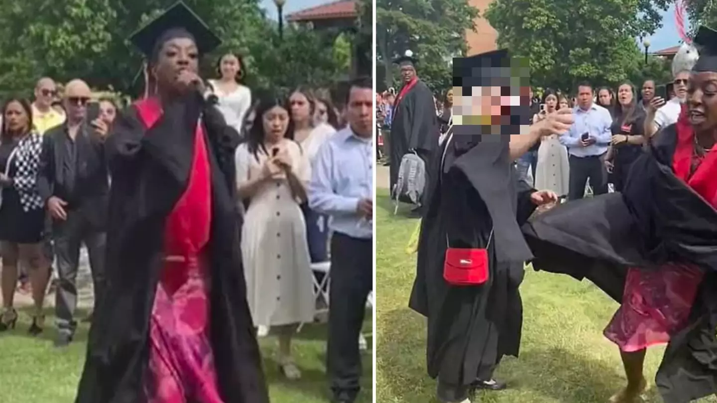 Furious student wrestles microphone off school official reading names on graduation day