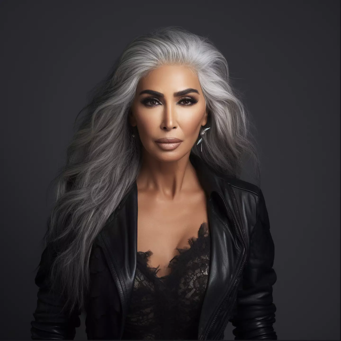 Kim will embrace the grey hair apparently. (Tyla/Midjourney)