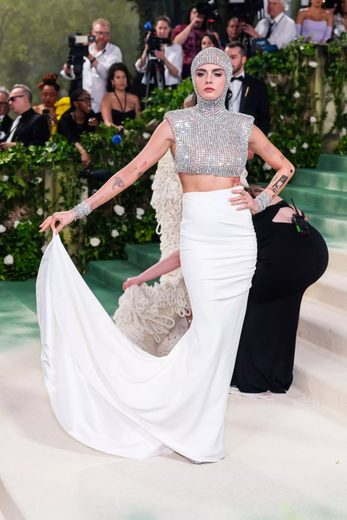 Cara arrived to the 2024 Met Gala with Ed Sheeran and Stella McCartney. (Gotham/Getty Images)
