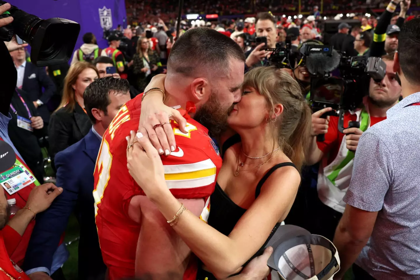 Taylor Swift is in a relationship with NFL star Travis Kelce. (Ezra Shaw/Getty Images)