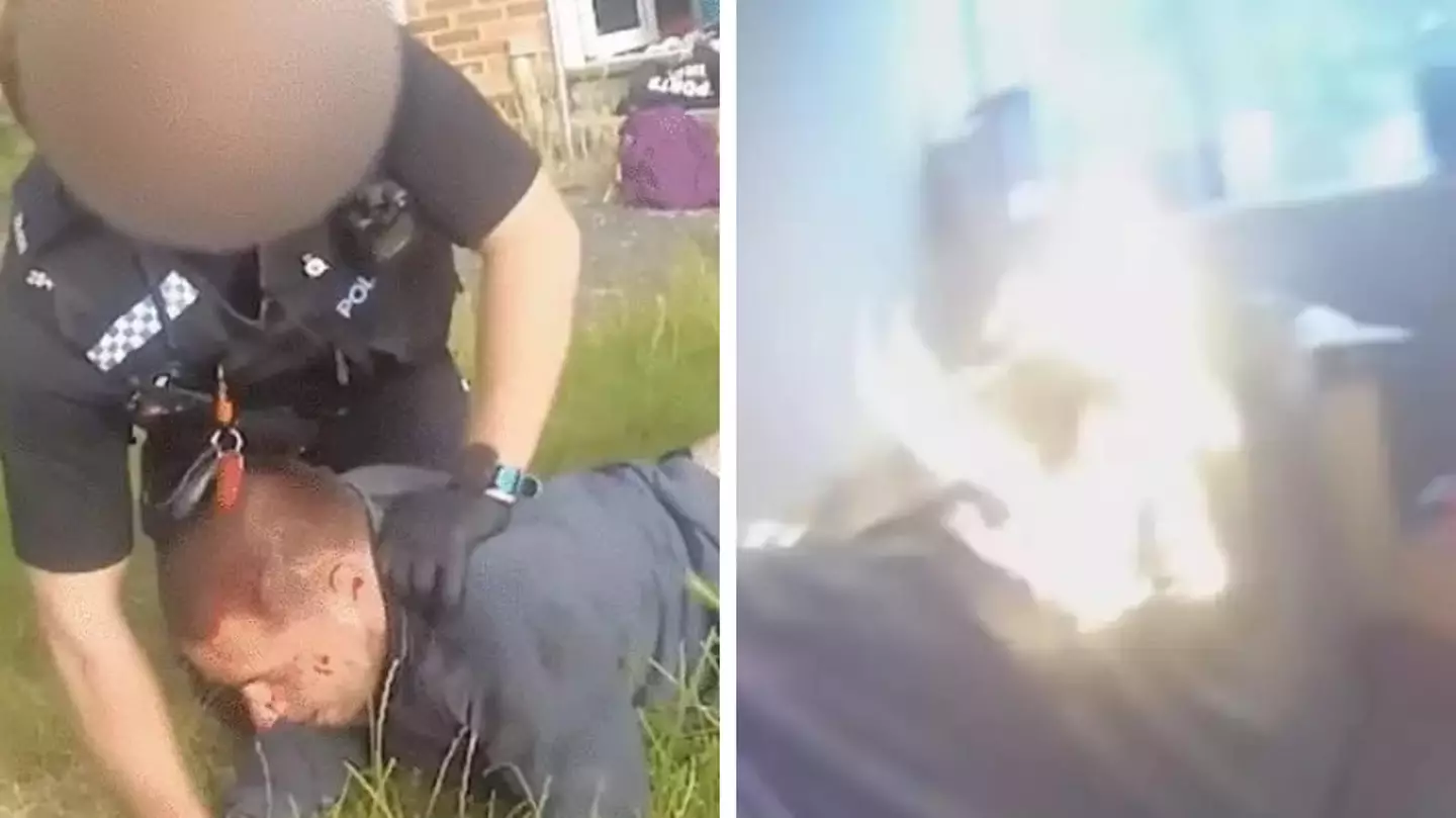Moment police heroically save woman from knife-wielding former partner during violent attack