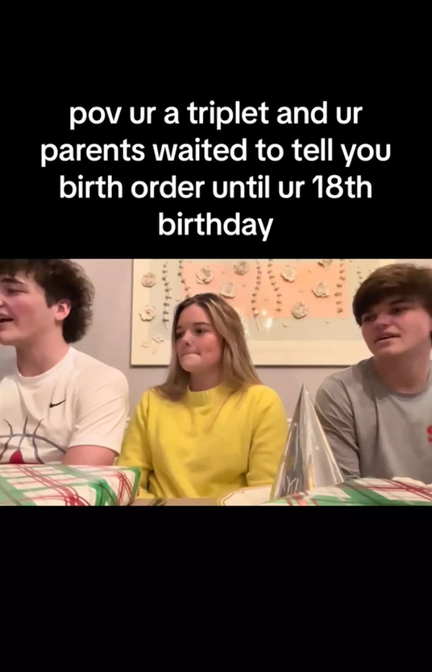 These triplets waited until they were 18 to find out their birth order. (TikTok/@janie.banie4)