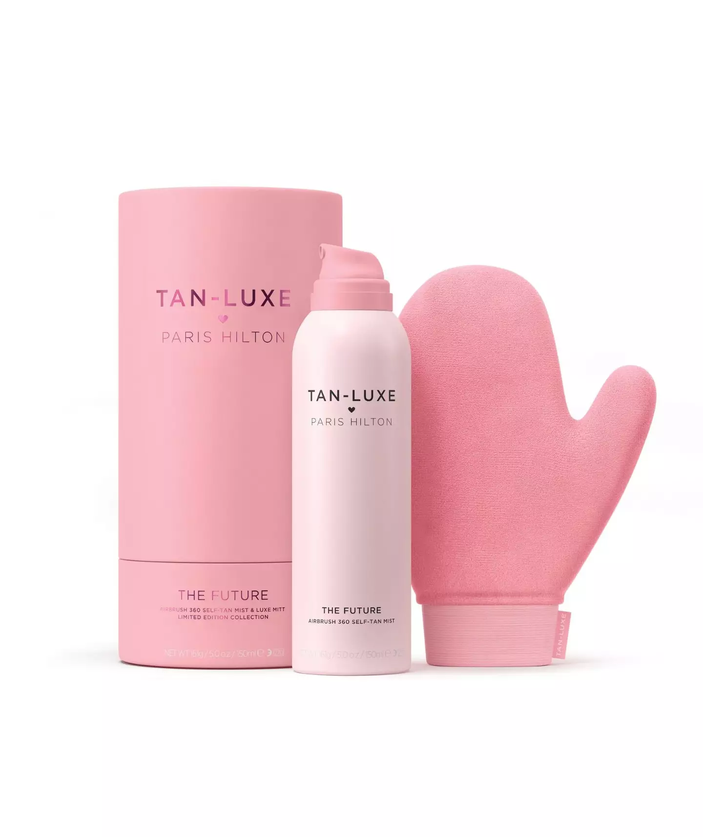 The clear tanning mist also comes with a mitt.
