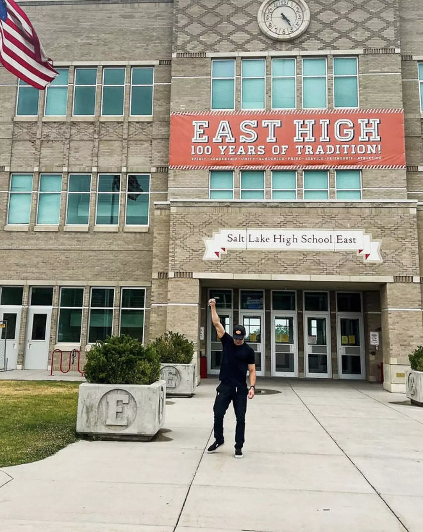 Zac Efron also made an appearance outside East High School.