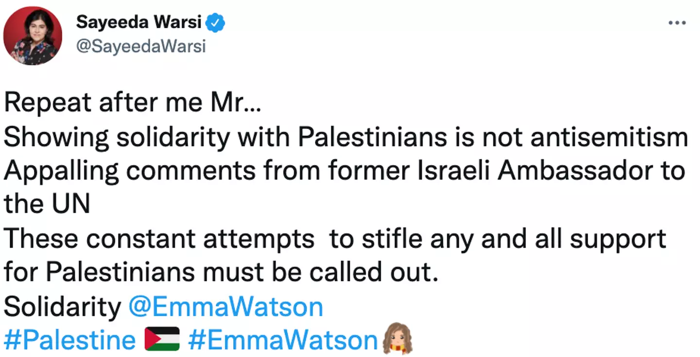 Husam Zomlot tweeted in solidarity with Watson (