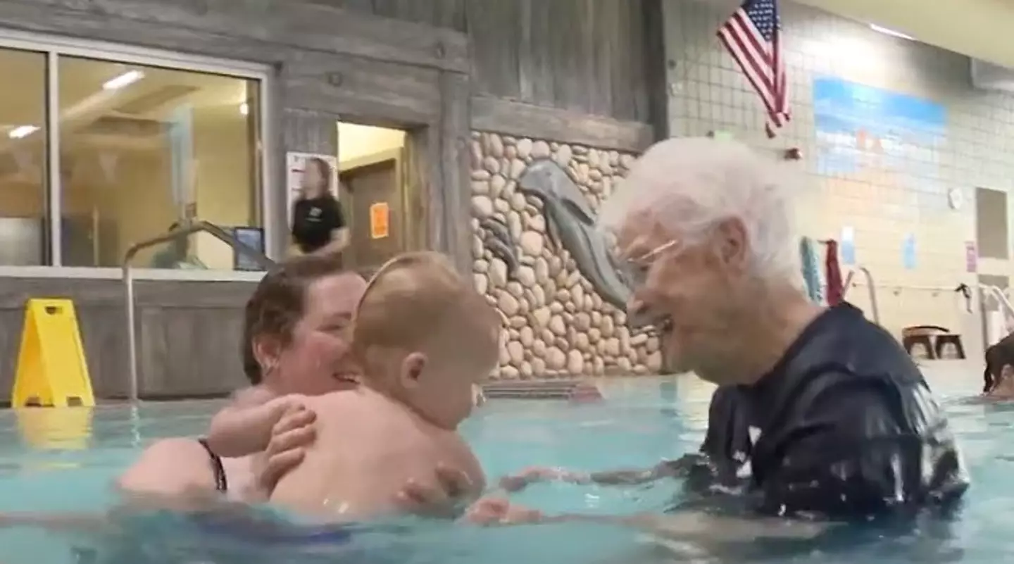 A woman has made it all the way to 102 while teaching young kids and babies how to swim.
