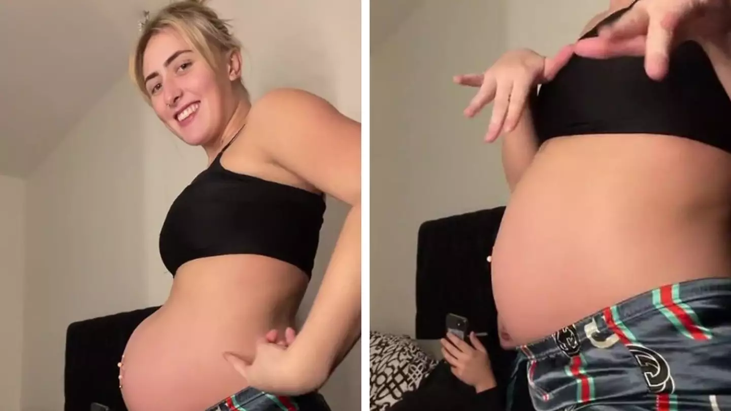Mum shares incredible moment baby bump completely changes shape