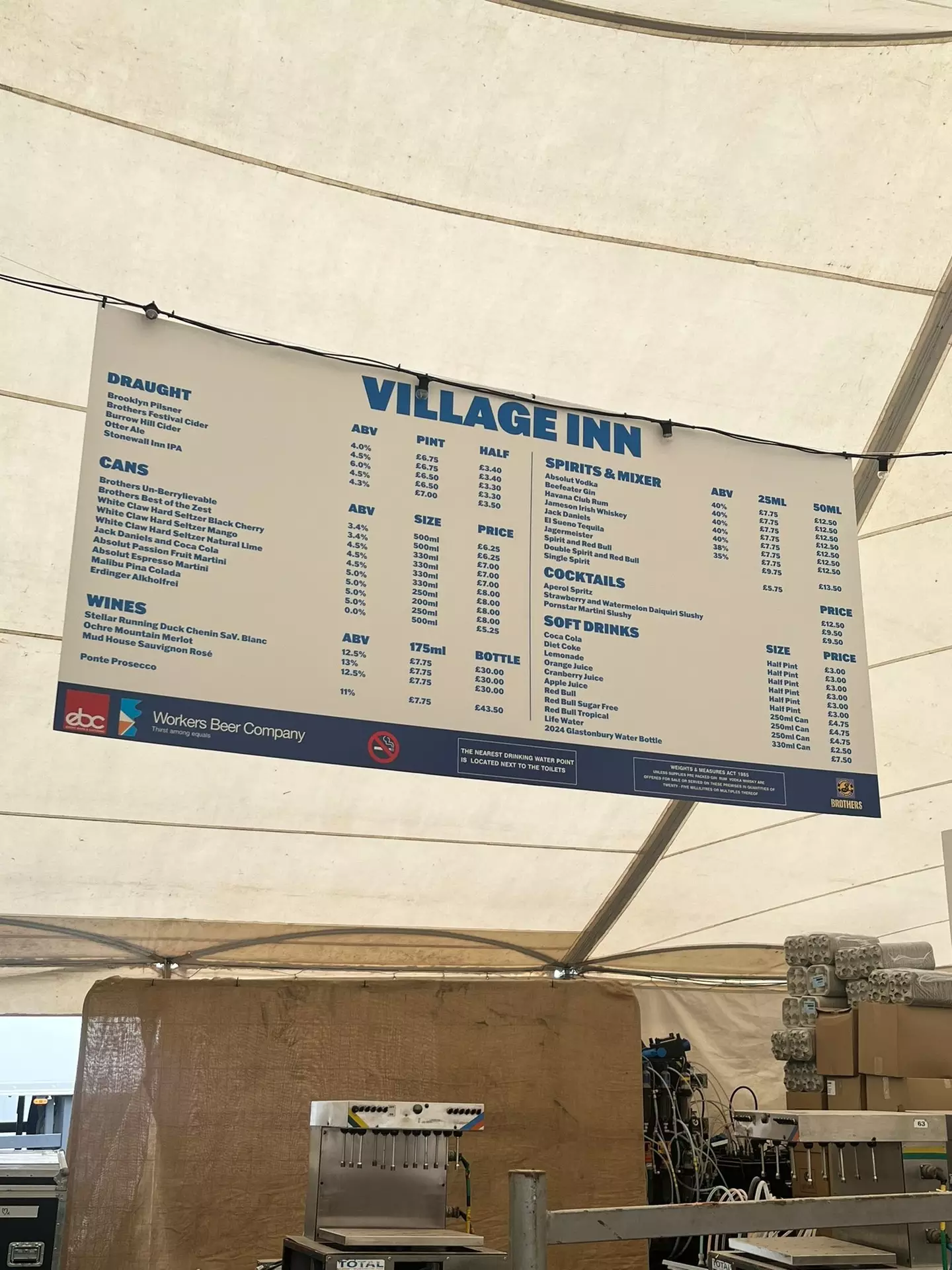 The drinks prices for this year's Glastonbury aren't cheap... (X/@glastobation)
