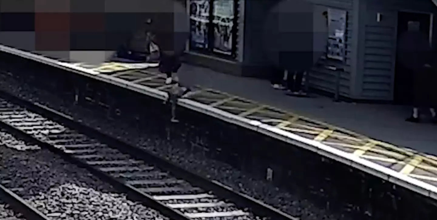 Footage showed the child climbing down onto the tracks, and then falling (London North Eastern Railway)