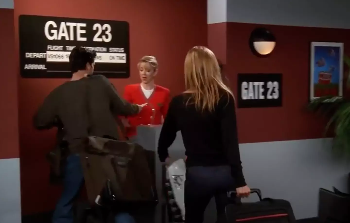 Rachel boards a flight with Emily's ticket (