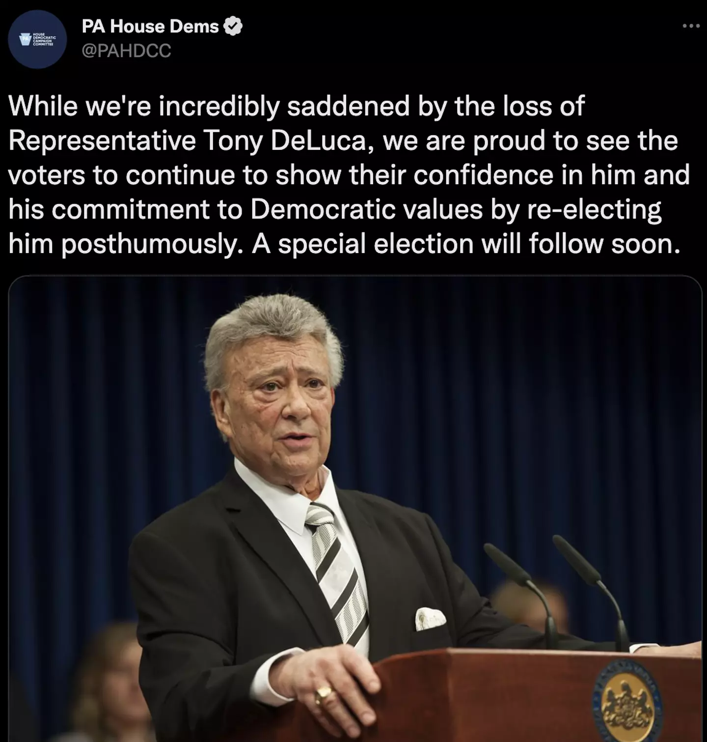 Democrat Anthony ‘Tony’ DeLuca was re-elected during this week’s midterms by a landslide.
